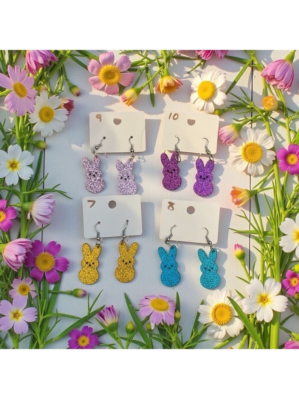 Glitter Bunny Earrings- Pick your color